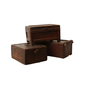 antique small Berber chest in patinated wood